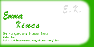 emma kincs business card